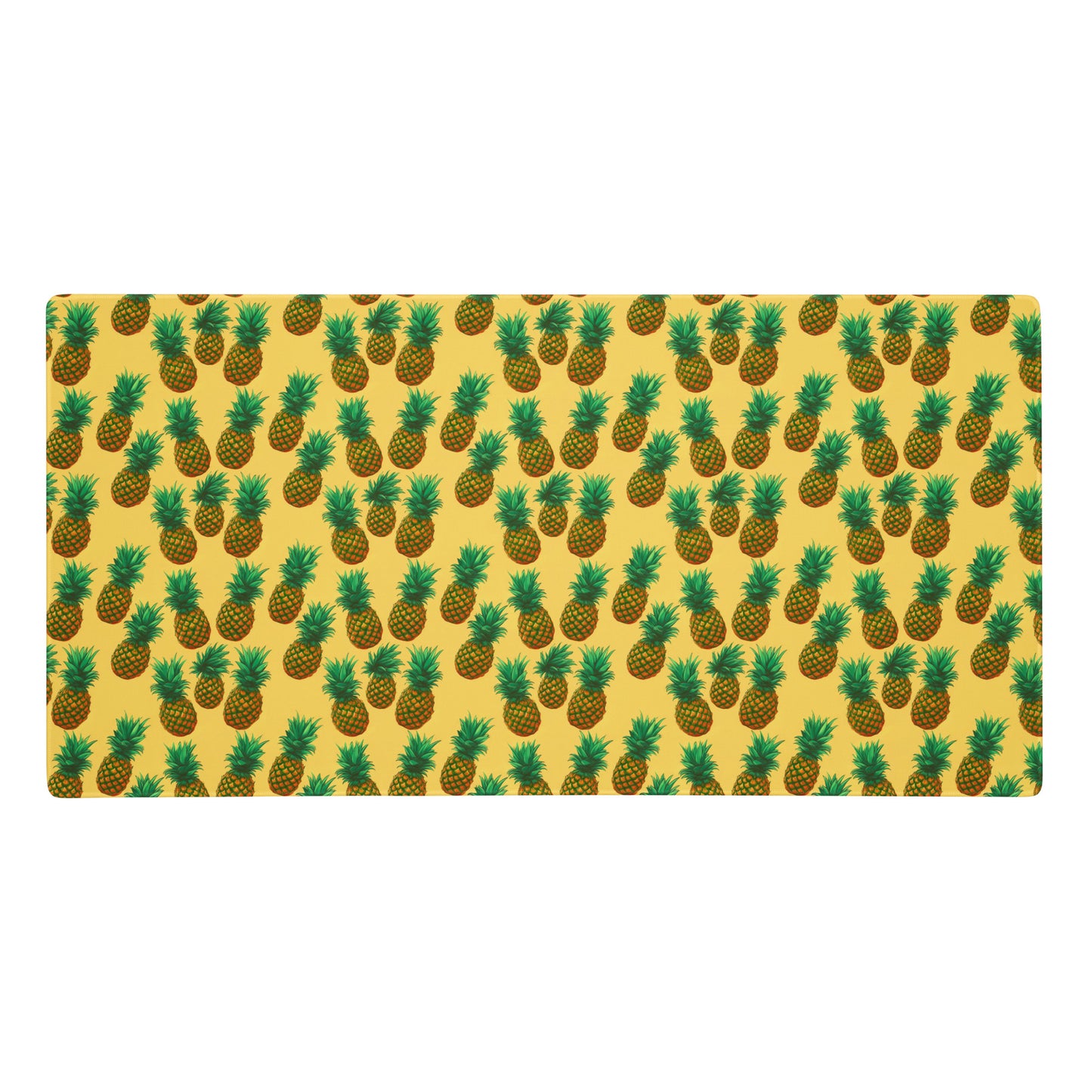 A 36" x 18" desk pad with pineapples all over it. Yellow in color.