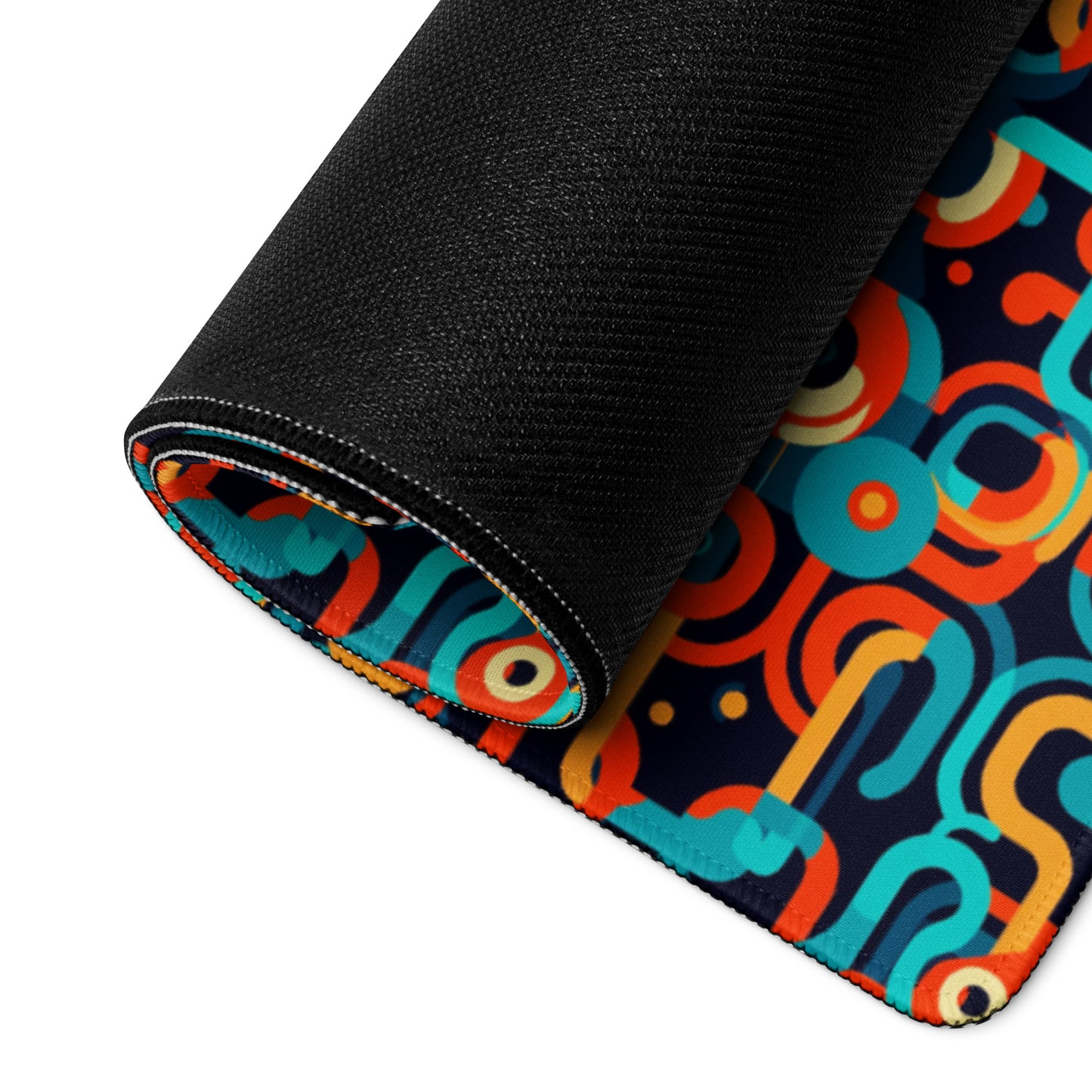 A transitions gaming desk pad rolled up.