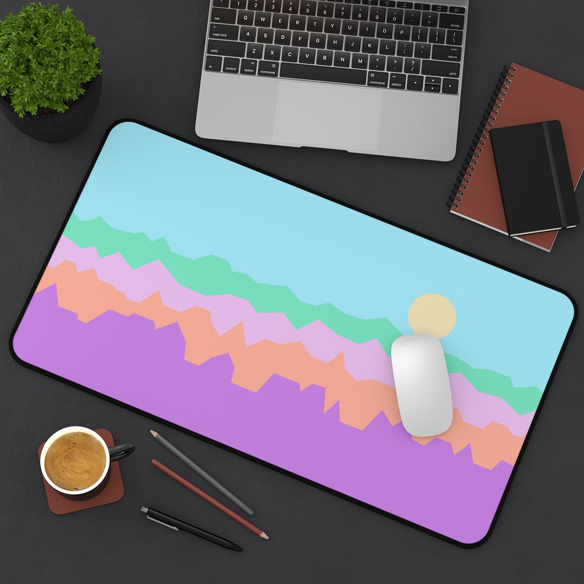 Colorful Abstract Mountains Desk Mat - Desk Cookies