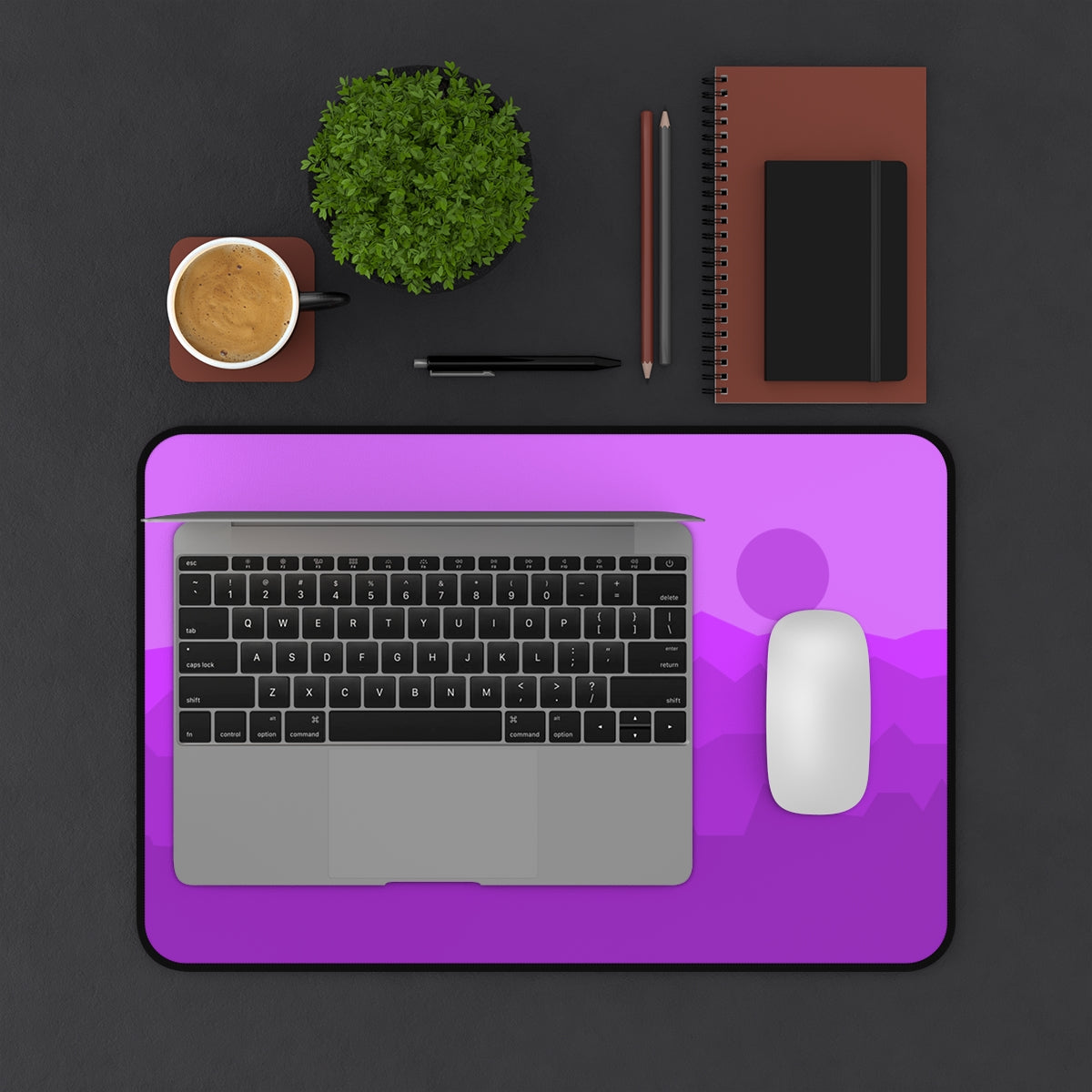 Purple Abstract Mountains Desk Mat - Desk Cookies