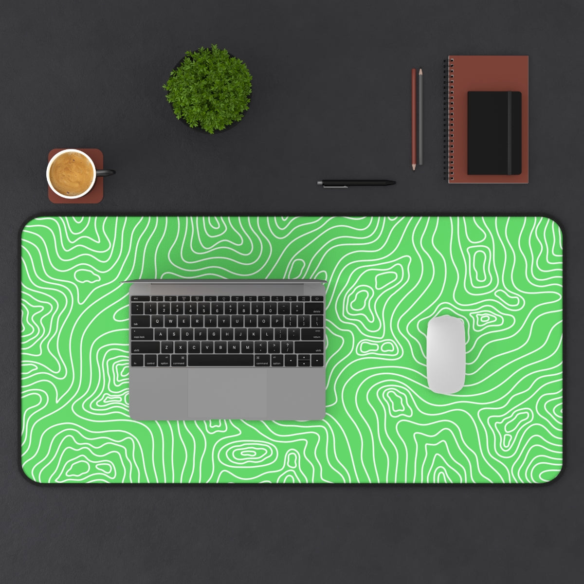 Green Topographic Desk Mat - Desk Cookies