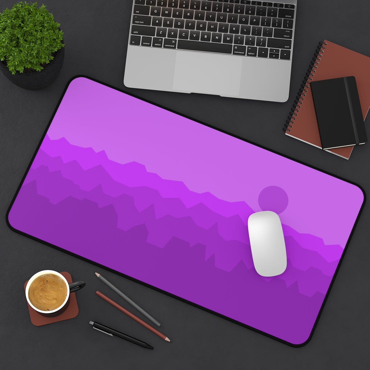 Purple Abstract Mountains Desk Mat - Desk Cookies