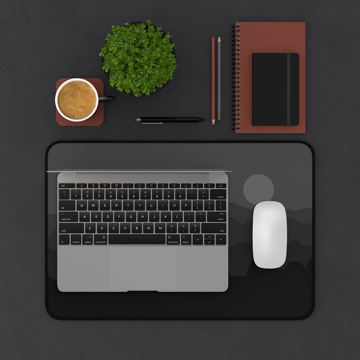Black & Gray Abstract Mountains Desk Mat - Desk Cookies
