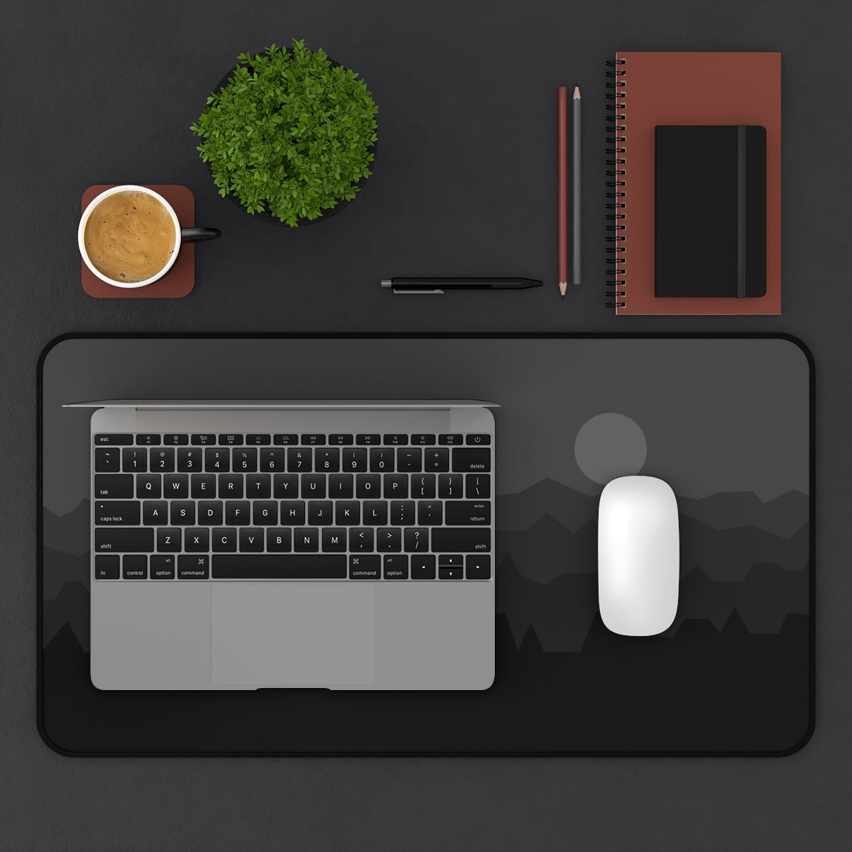 Black & Gray Abstract Mountains Desk Mat - Desk Cookies