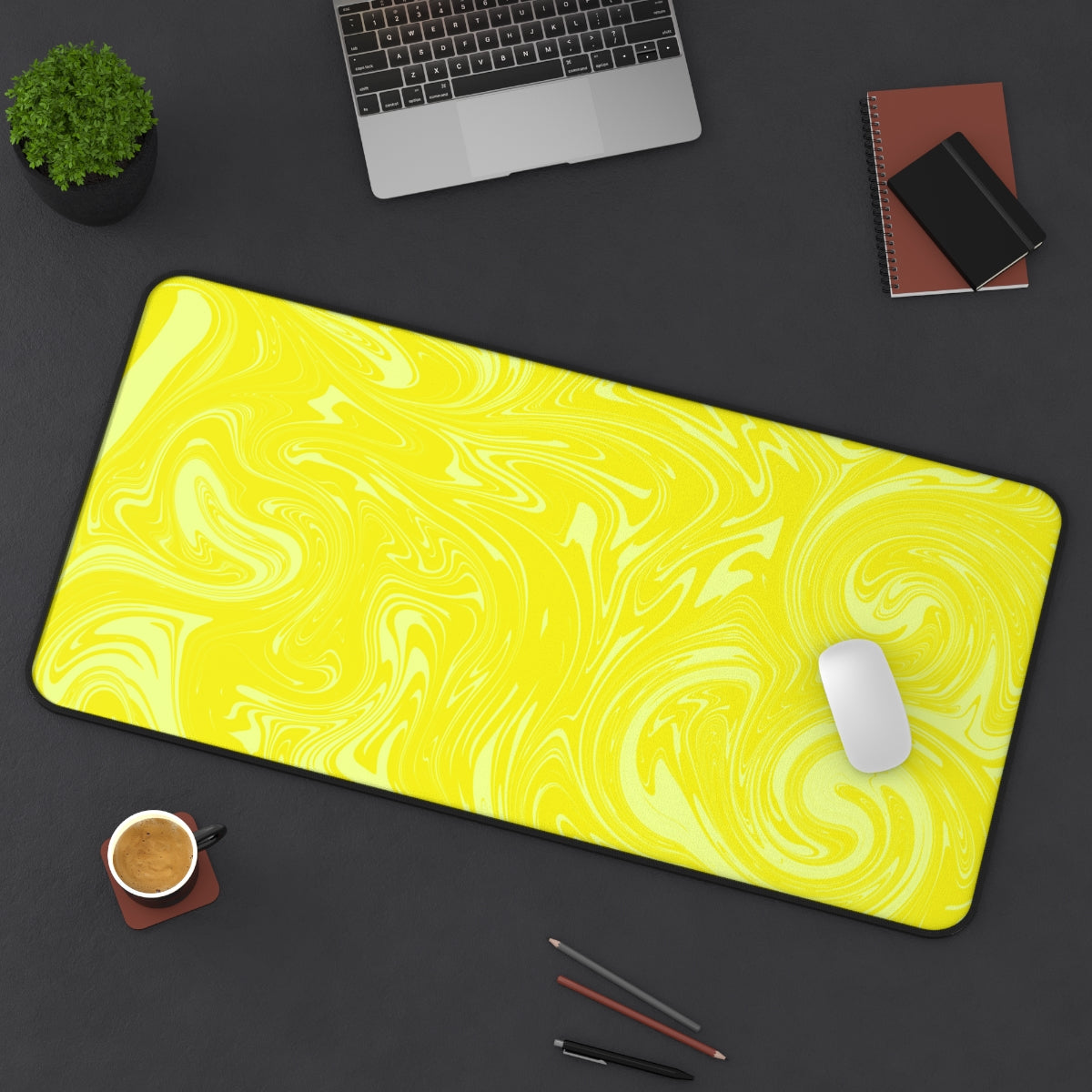Yellow Swirl Desk Mat - Desk Cookies