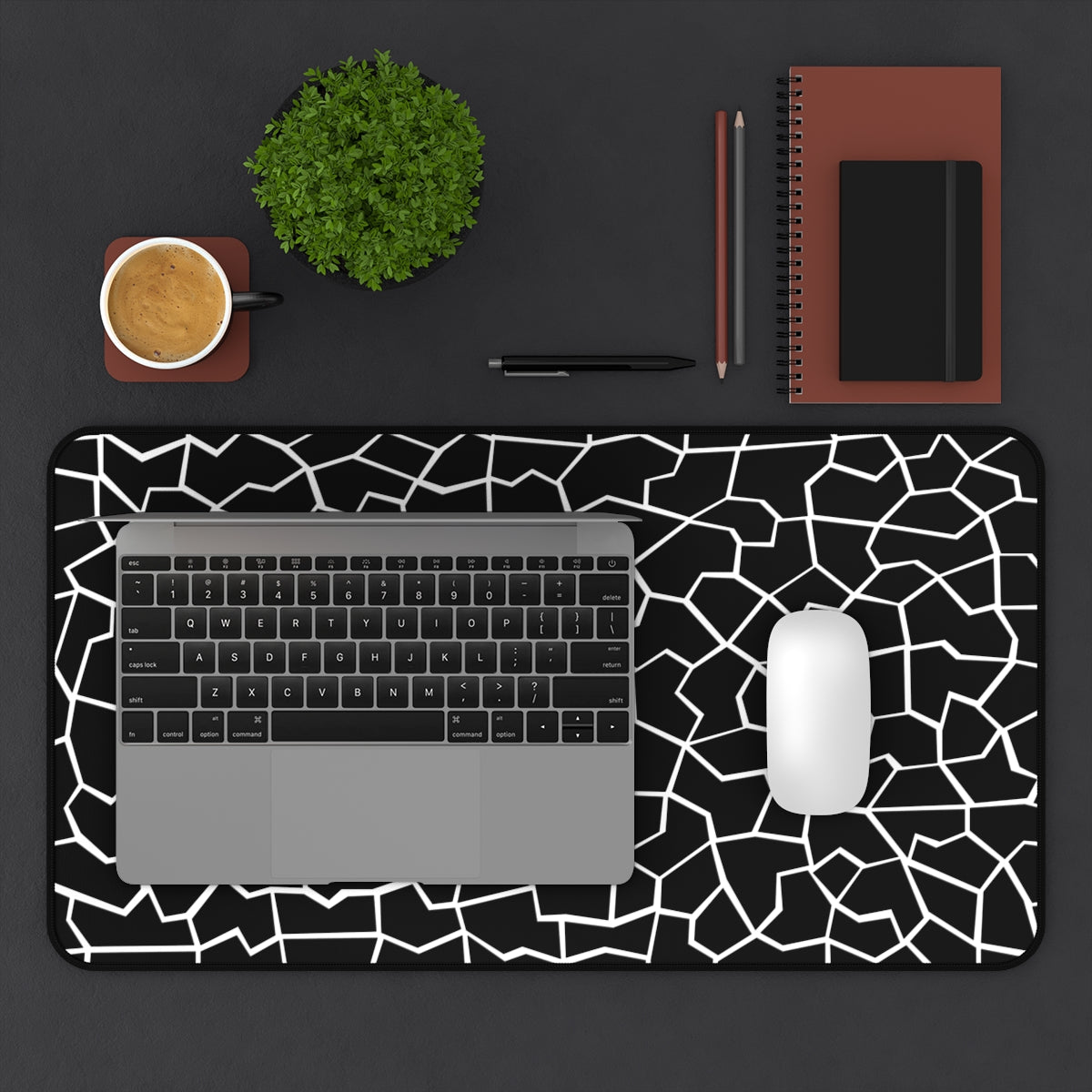 Black & White Giraffe Pattern Desk Mat - Desk Cookies