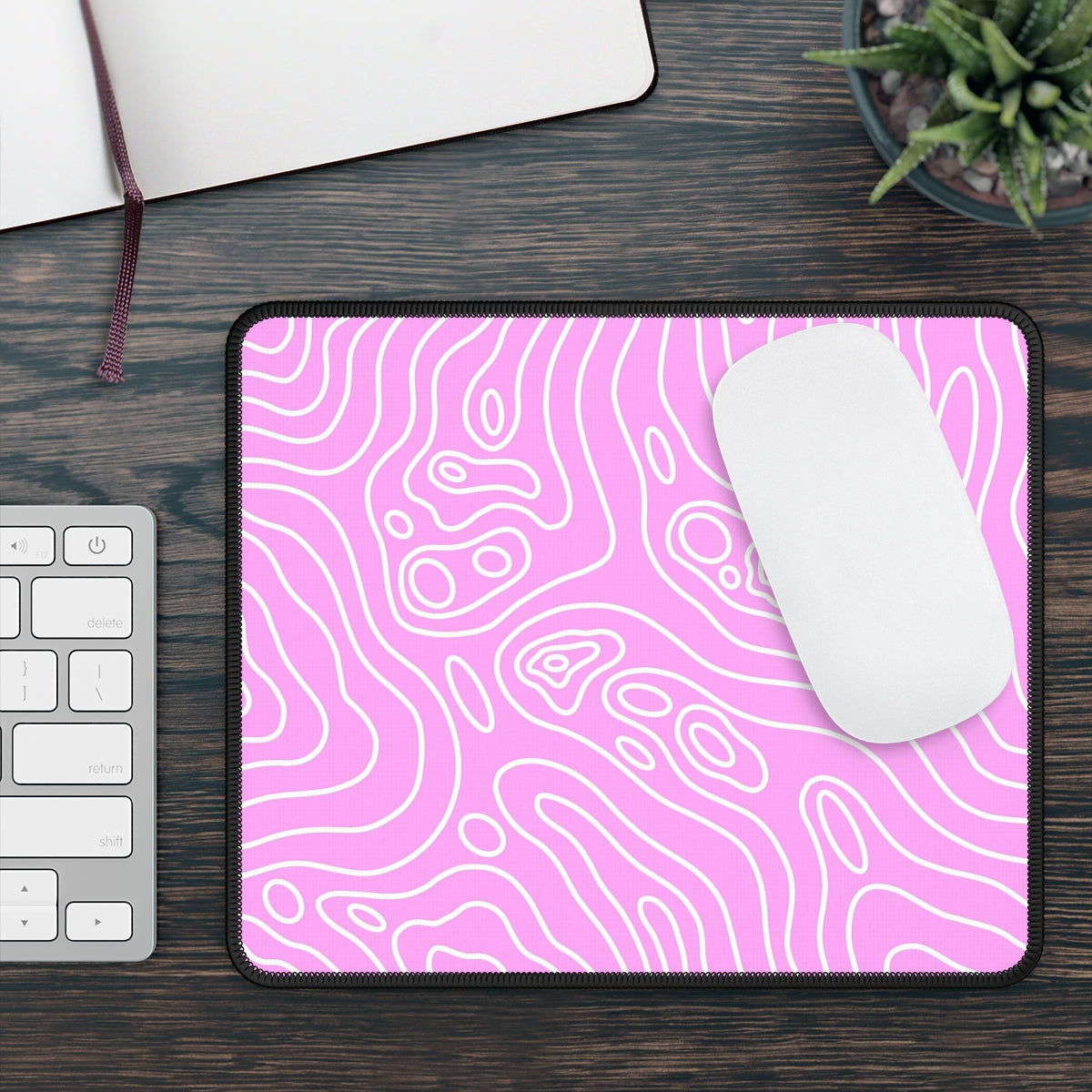 Pink Topographic Gaming Mouse Pad - Desk Cookies