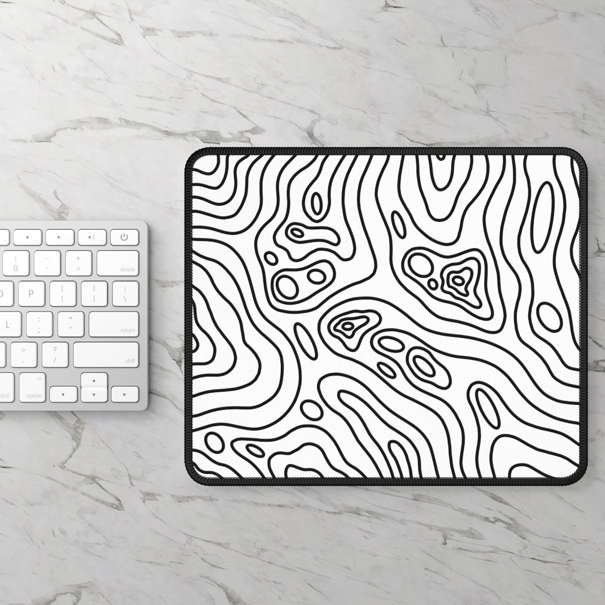 White Topographic Gaming Mouse Pad - Desk Cookies