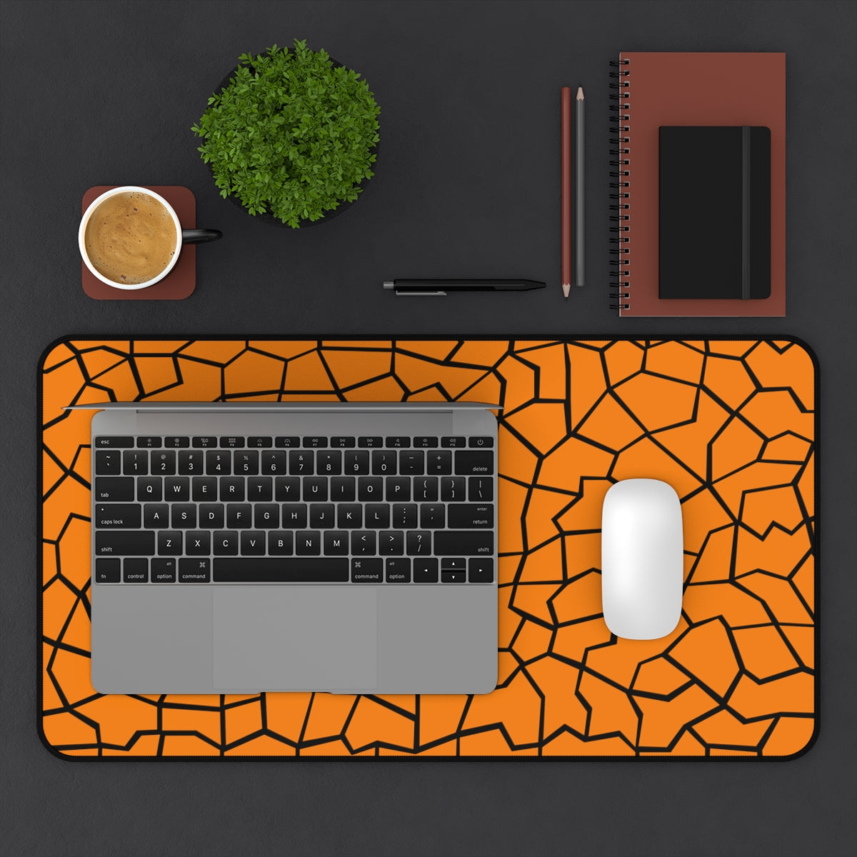 Orange & Black Giraffe Pattern Desk Mat - Desk Cookies