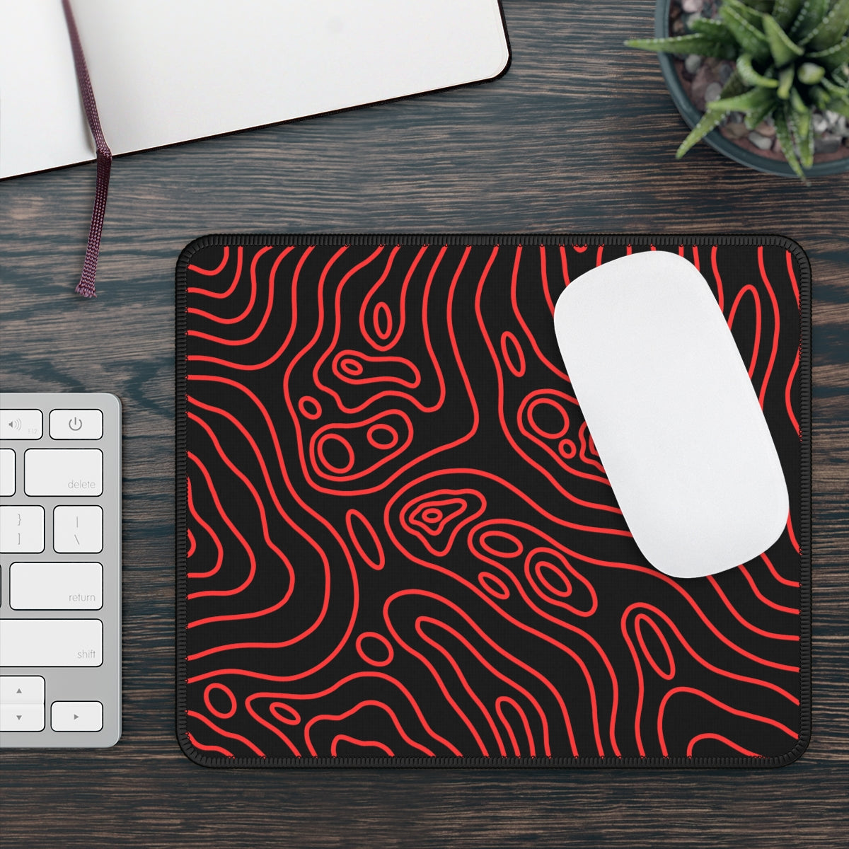 Black & Red Topographic Gaming Mouse Pad - Desk Cookies