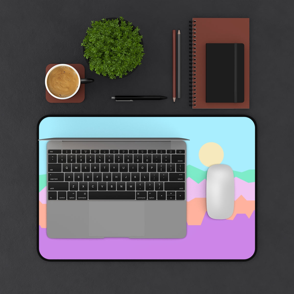Colorful Abstract Mountains Desk Mat - Desk Cookies