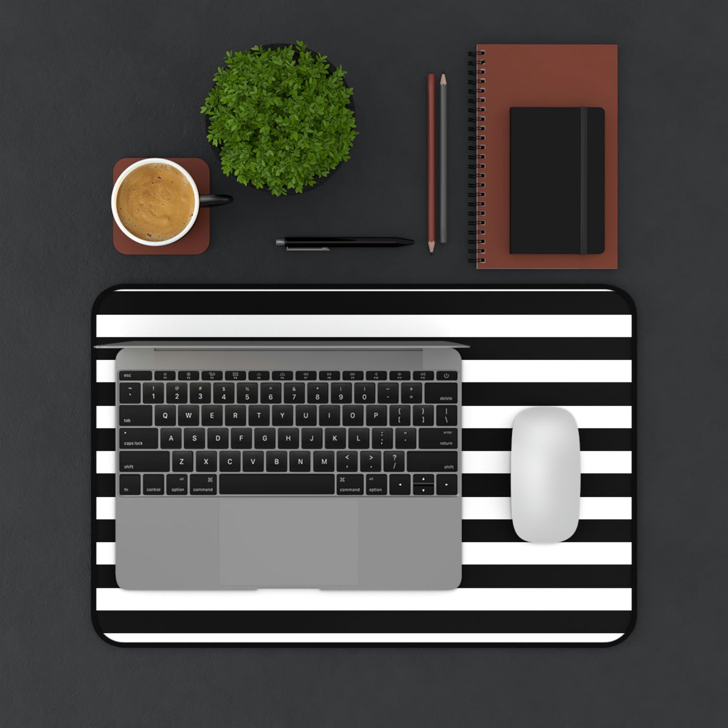 Black & White Striped Desk Mat - Desk Cookies