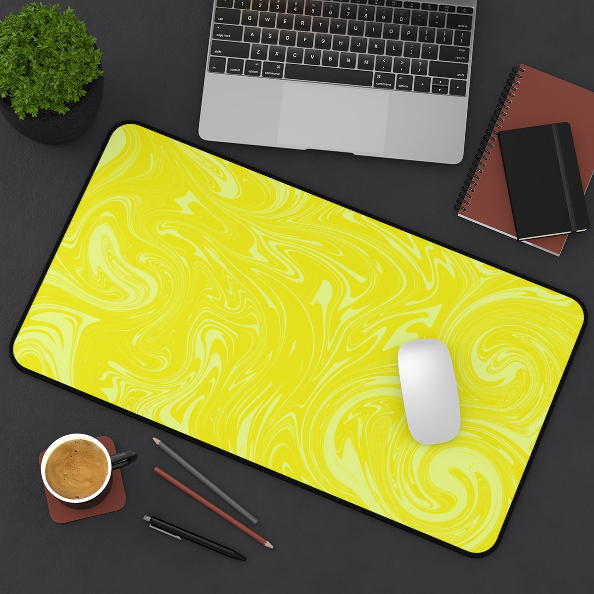 Yellow Swirl Desk Mat - Desk Cookies