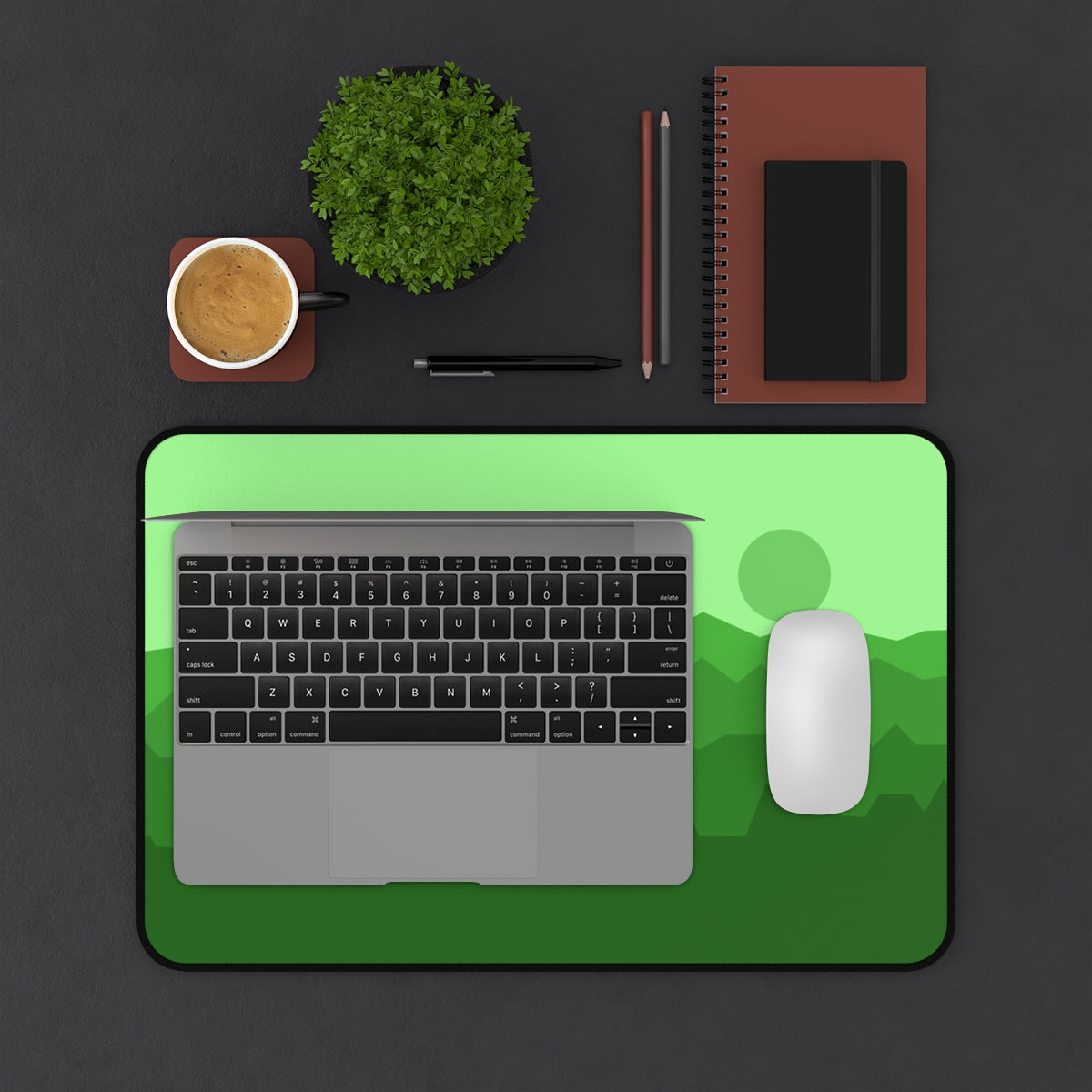 Green Abstract Mountains Desk Mat - Desk Cookies