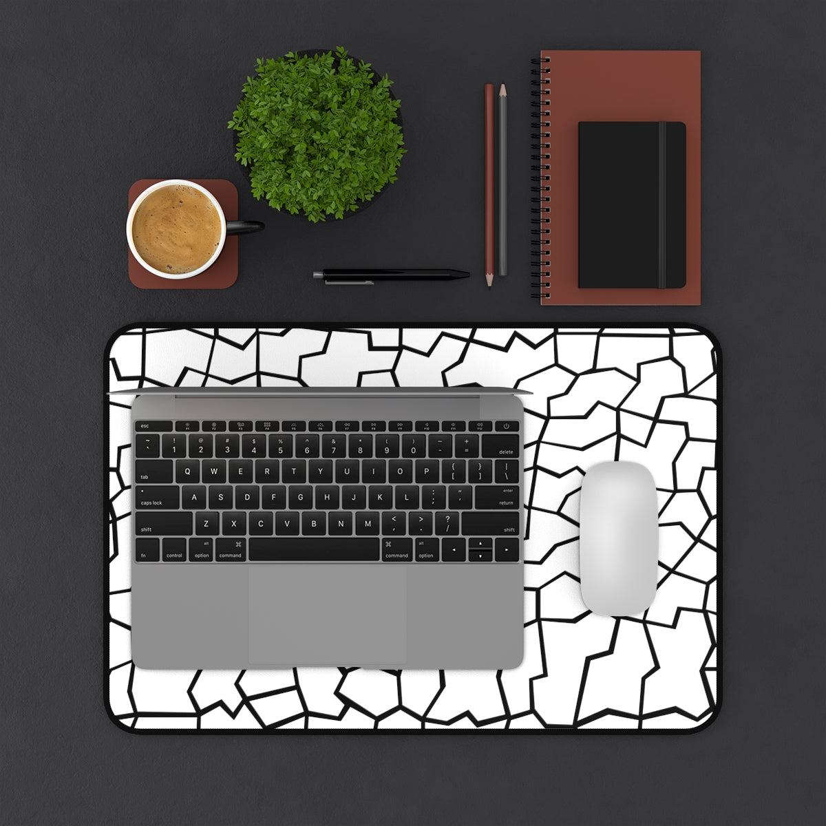 White & Black Giraffe Pattern Desk Mat - Desk Cookies