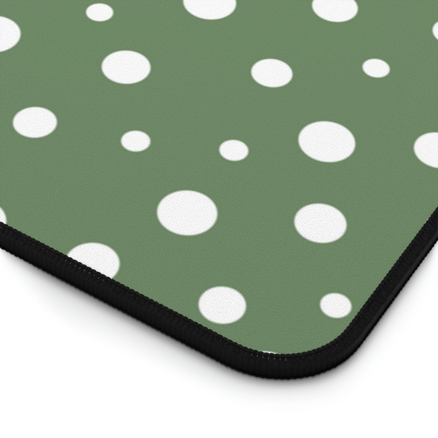 White Dots & Sage Green Desk Mat - Desk Cookies