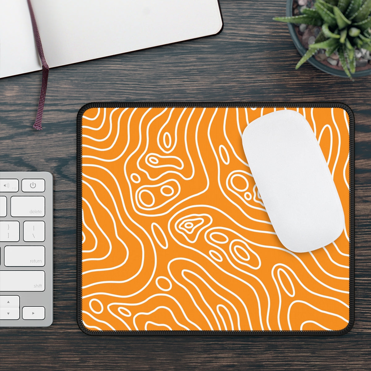 Orange Topographic Gaming Mouse Pad - Desk Cookies