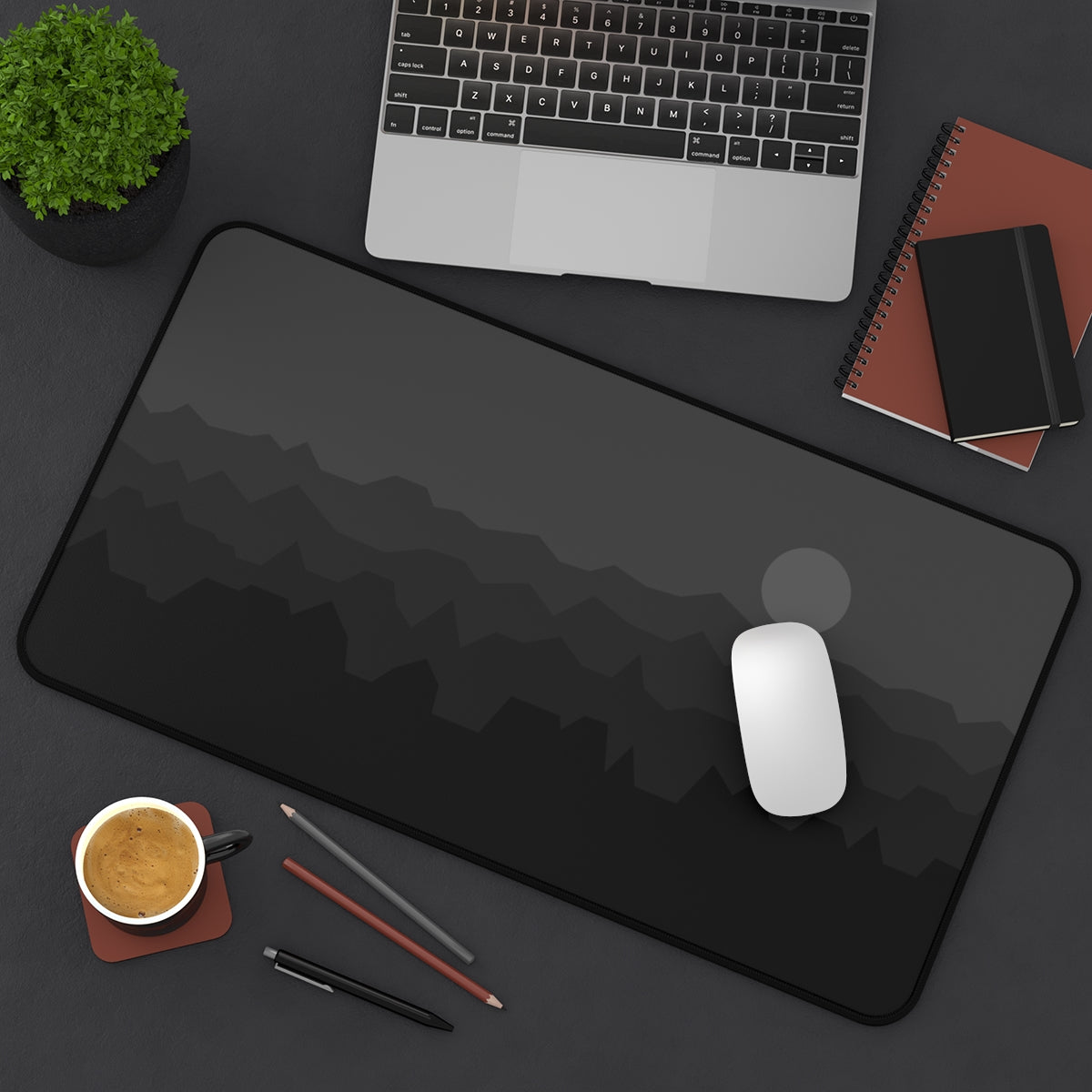 Black & Gray Abstract Mountains Desk Mat - Desk Cookies