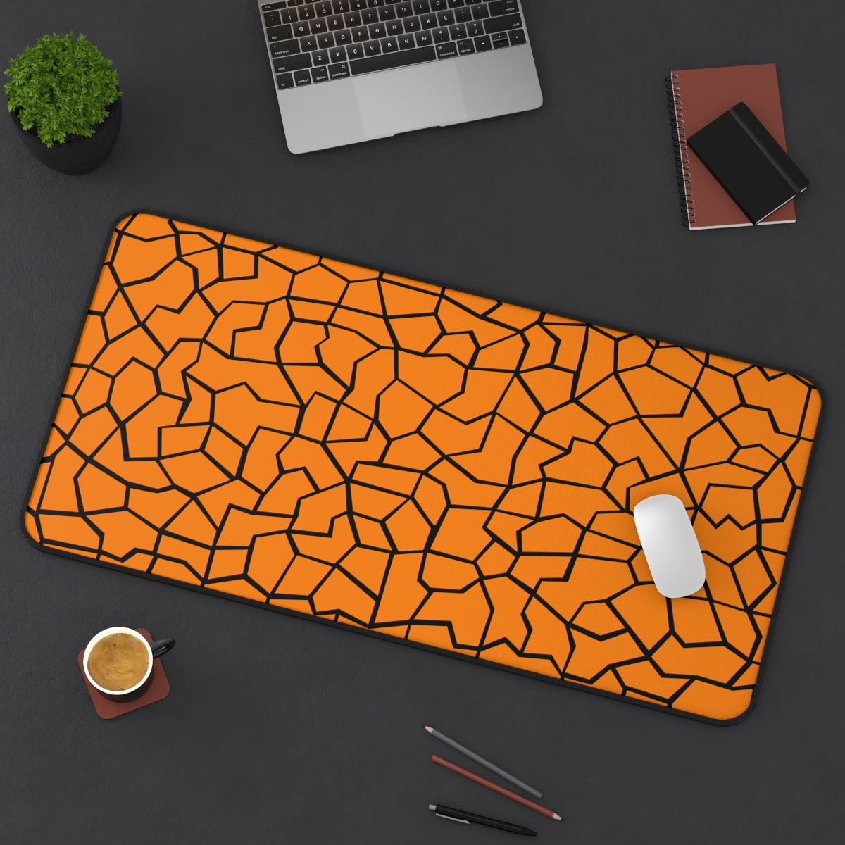 Orange & Black Giraffe Pattern Desk Mat - Desk Cookies