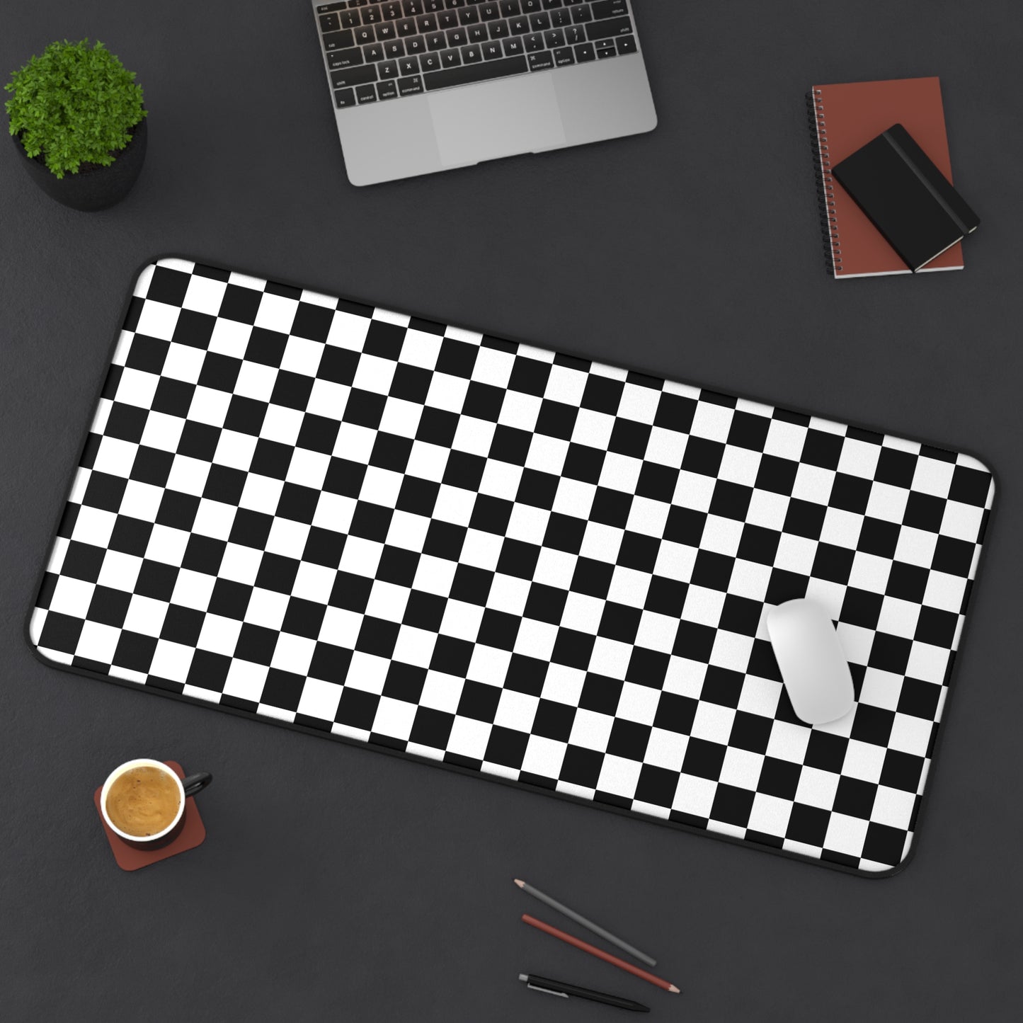 Black & White Checkered Desk Mat - Desk Cookies