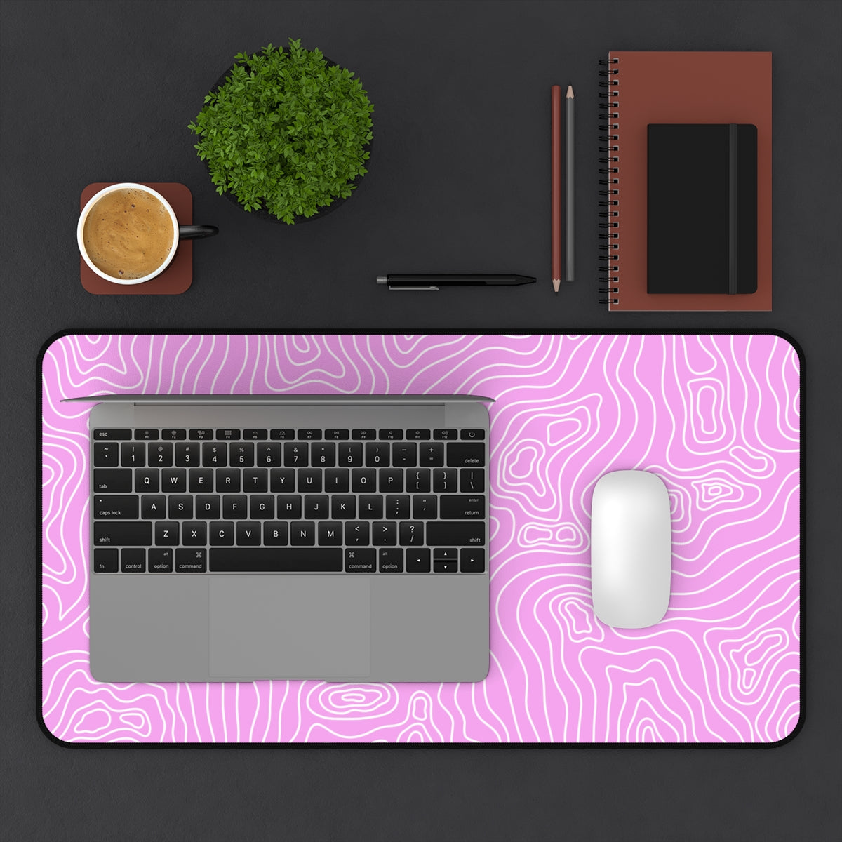 Pink Topographic Desk Mat - Desk Cookies