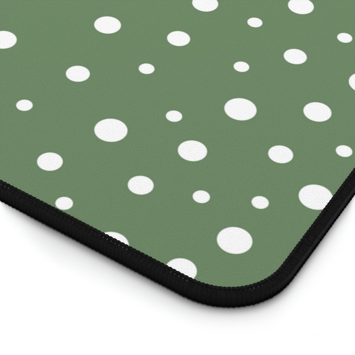 White Dots & Sage Green Desk Mat - Desk Cookies