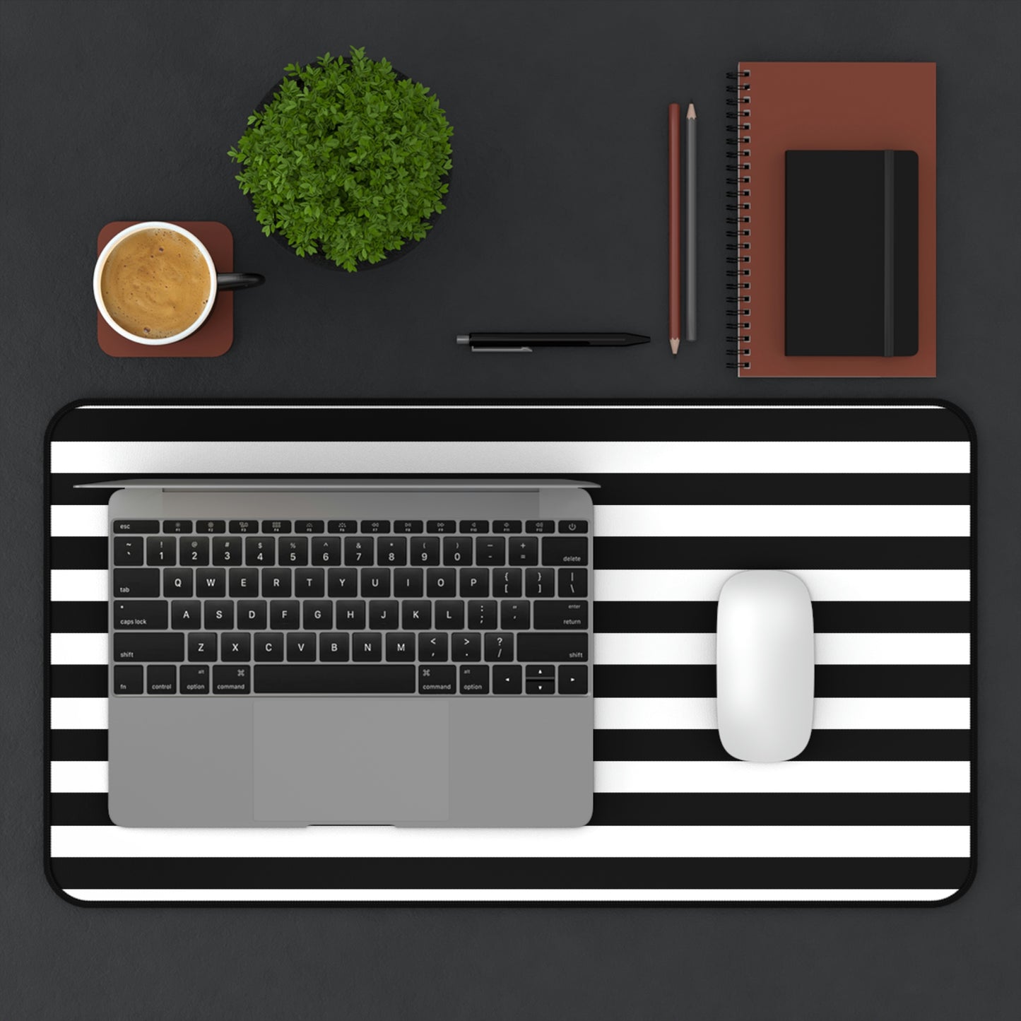 Black & White Striped Desk Mat - Desk Cookies
