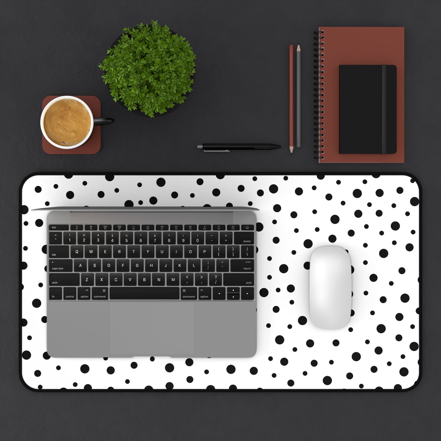 Black Dots & White Desk Mat - Desk Cookies