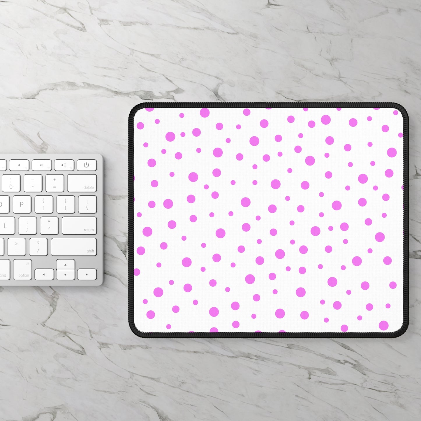Pink Dots & White Gaming Mouse Pad - Desk Cookies