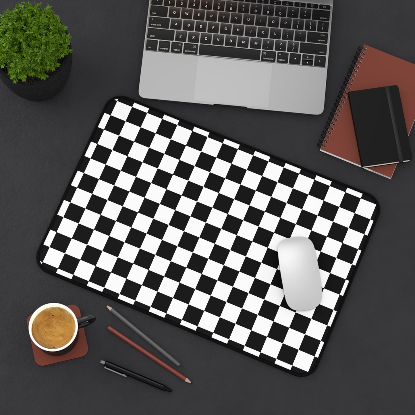 Black & White Checkered Desk Mat - Desk Cookies
