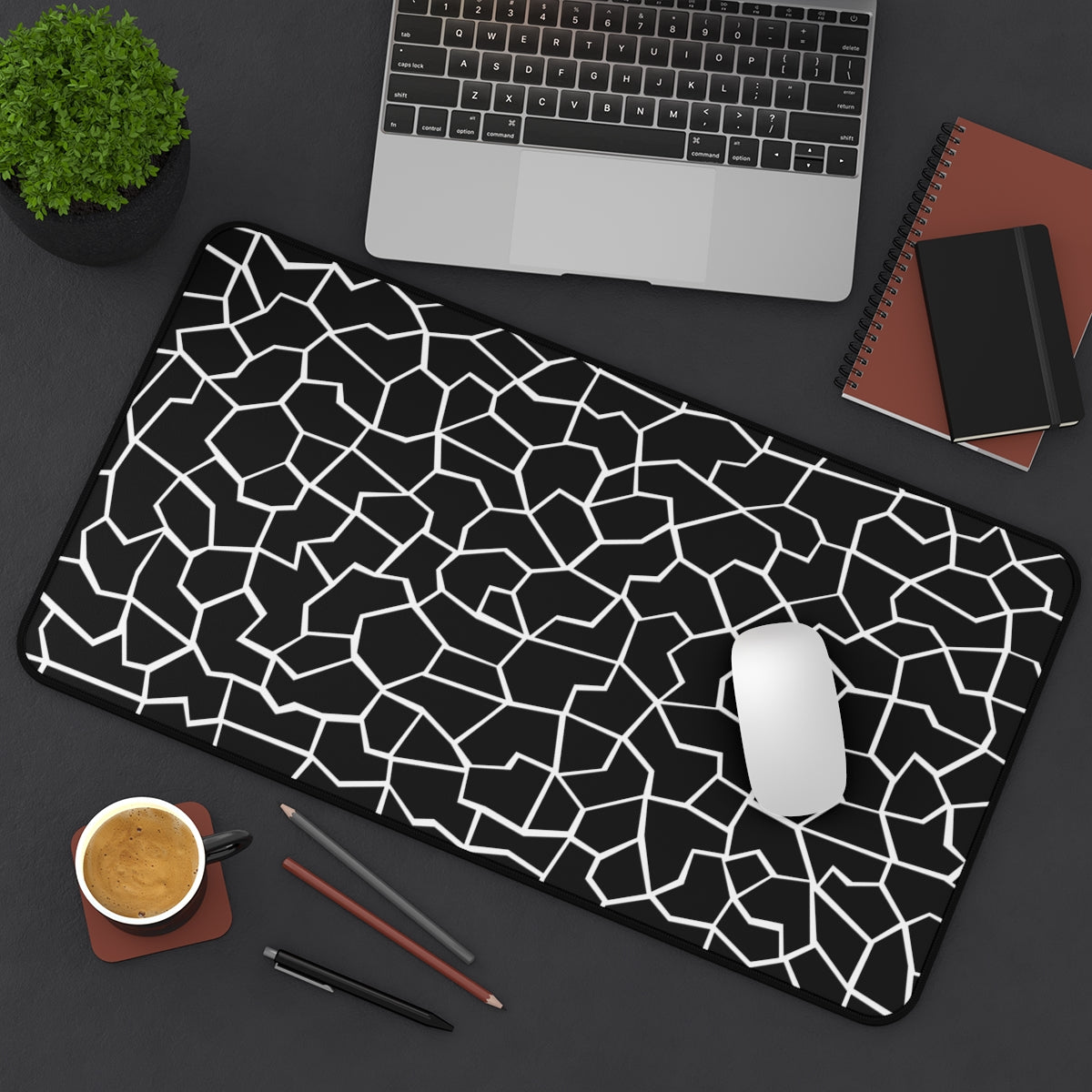 Black & White Giraffe Pattern Desk Mat - Desk Cookies