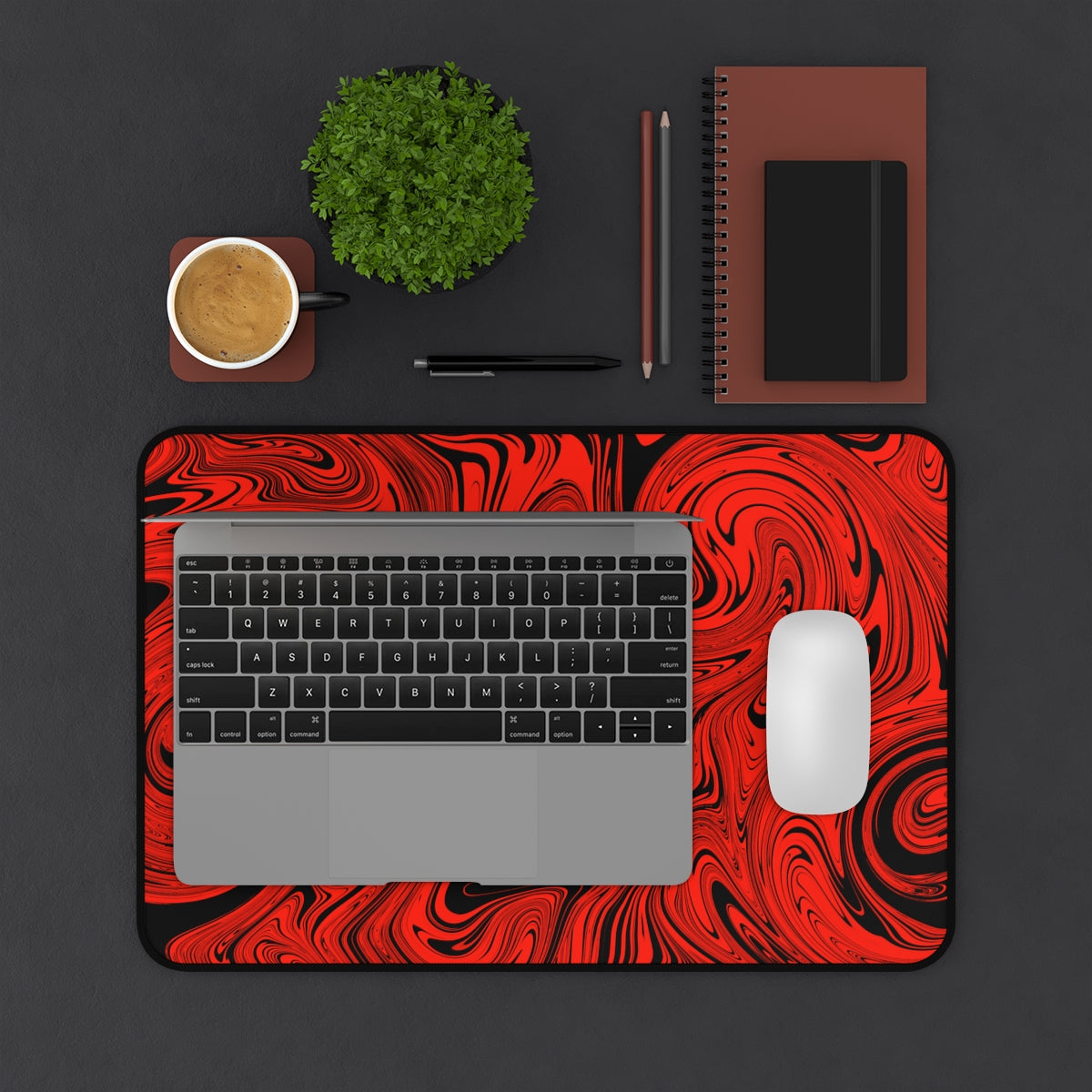 Black & Red Swirl Desk Mat - Desk Cookies