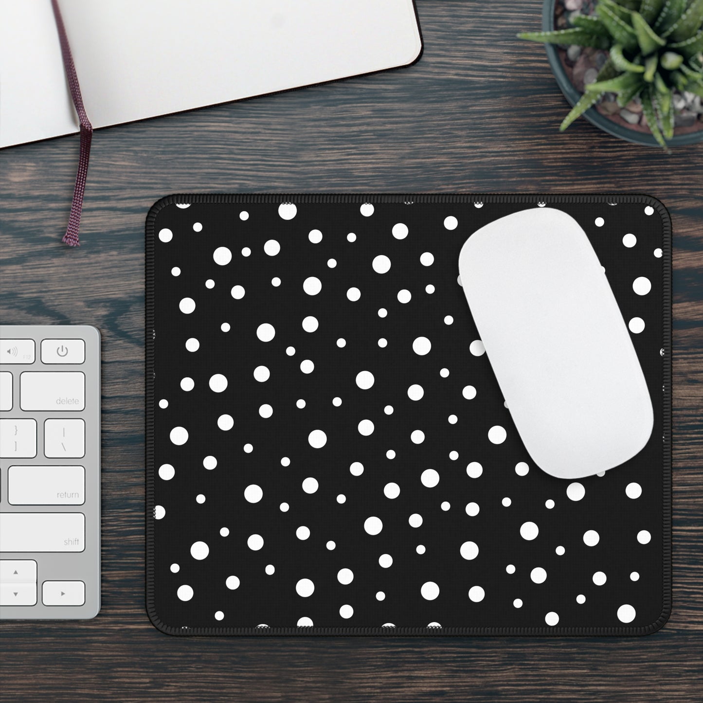 White Dots & Black Gaming Mouse Pad - Desk Cookies