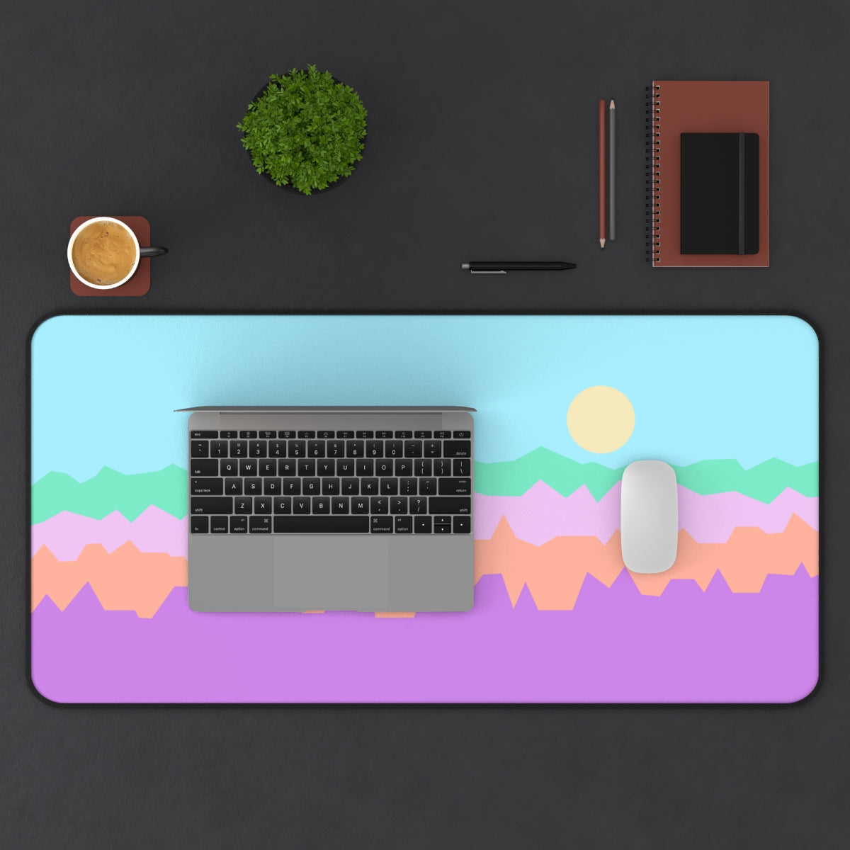 Colorful Abstract Mountains Desk Mat - Desk Cookies