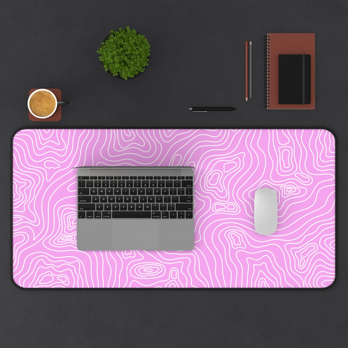Pink Topographic Desk Mat - Desk Cookies