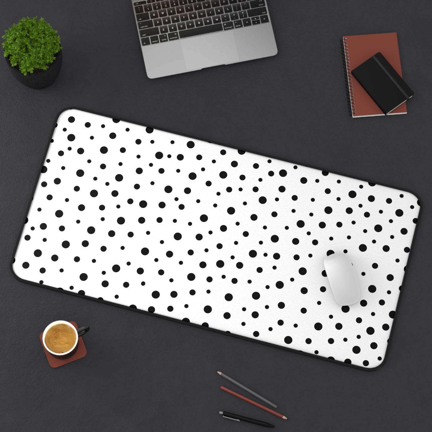 Black Dots & White Desk Mat - Desk Cookies