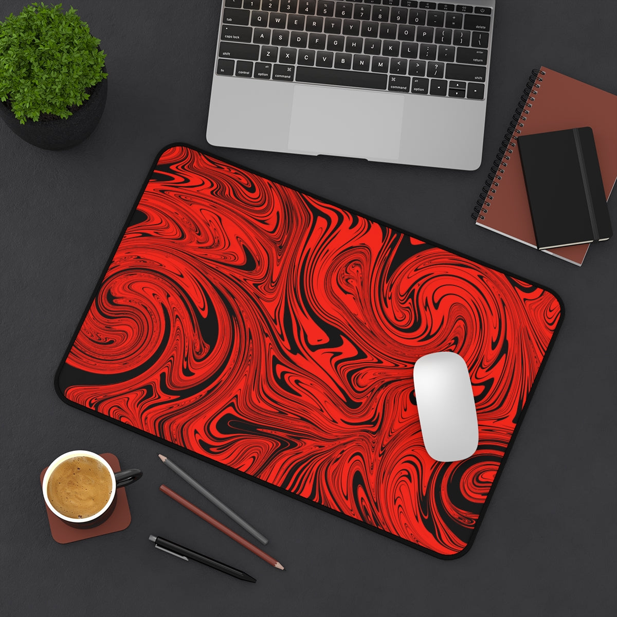 Black & Red Swirl Desk Mat - Desk Cookies