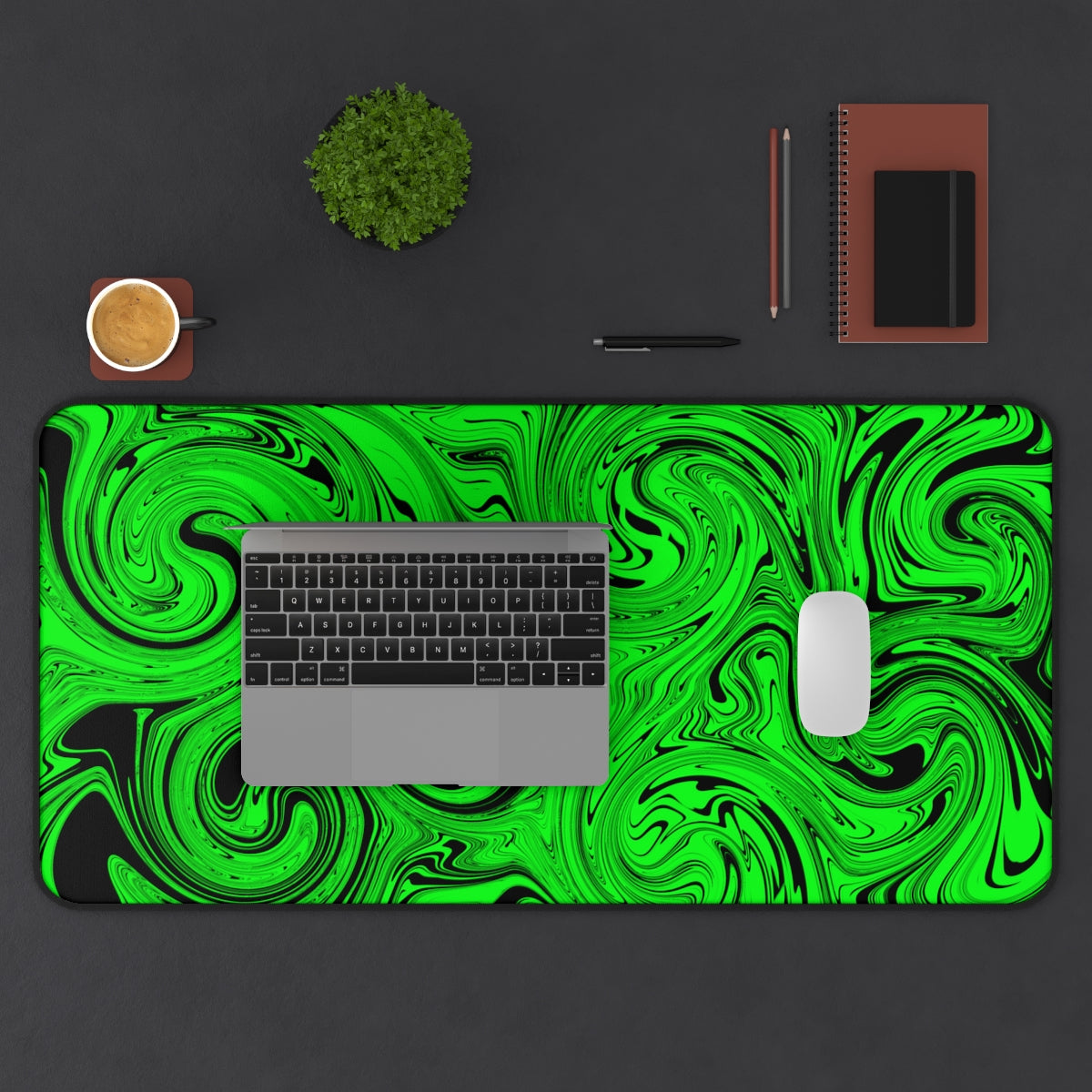 Green & Black Swirl Desk Mat - Desk Cookies
