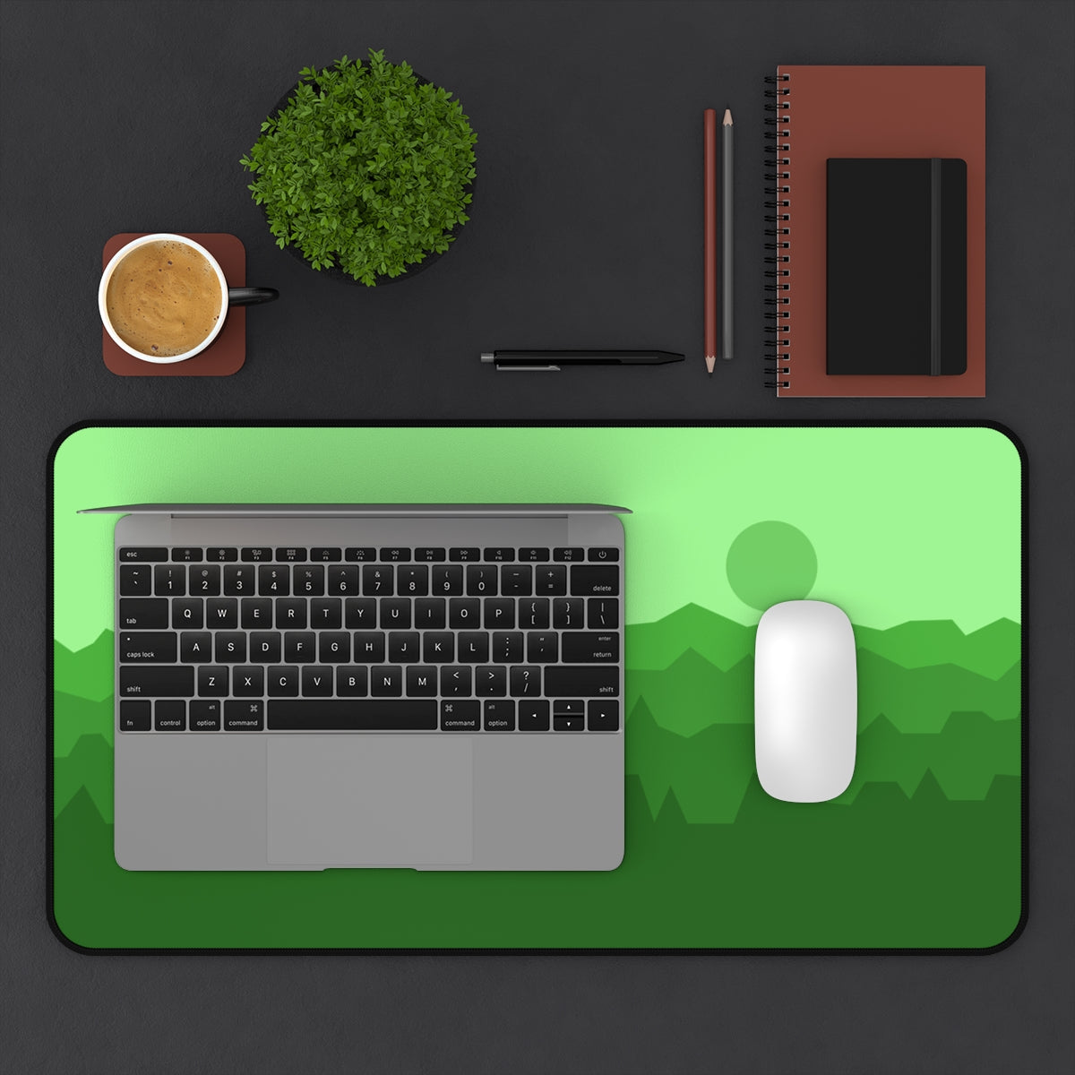 Green Abstract Mountains Desk Mat - Desk Cookies