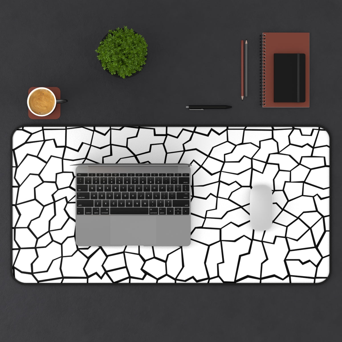 White & Black Giraffe Pattern Desk Mat - Desk Cookies