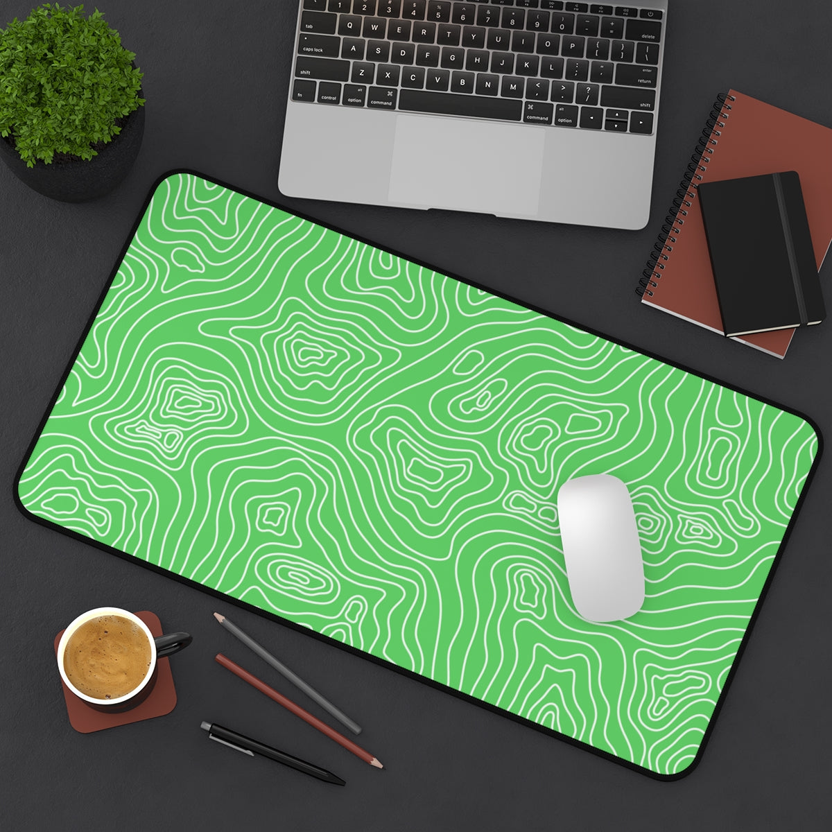Green Topographic Desk Mat - Desk Cookies