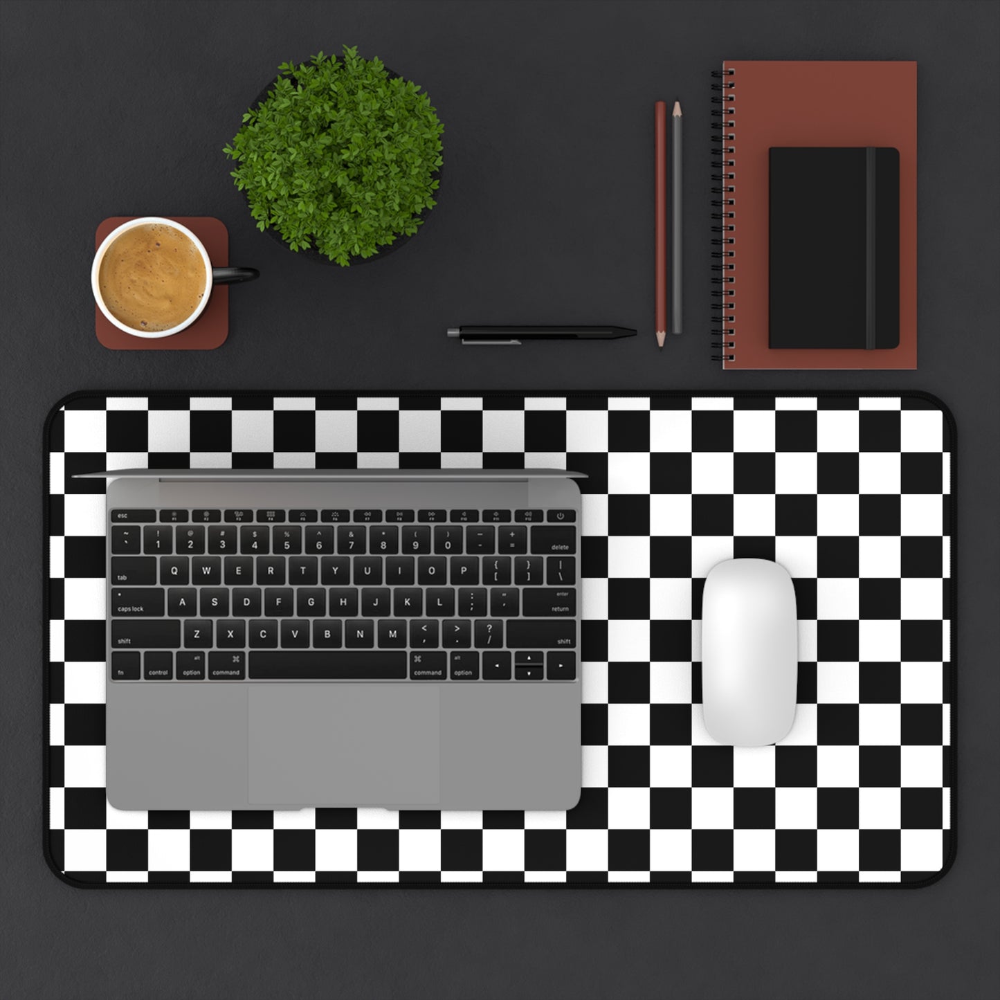 Black & White Checkered Desk Mat - Desk Cookies