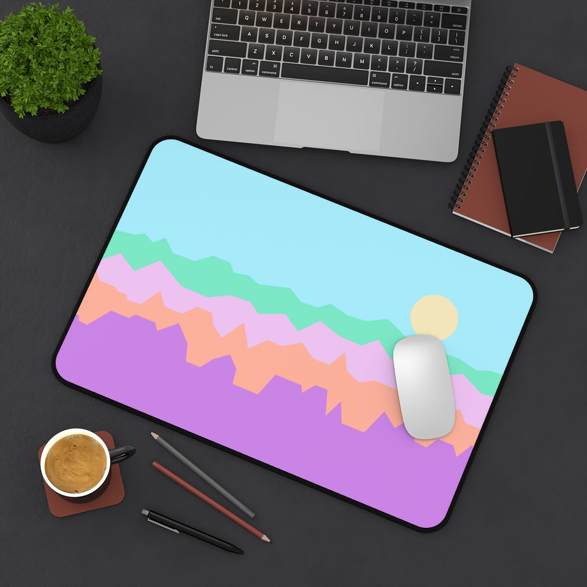 Colorful Abstract Mountains Desk Mat - Desk Cookies
