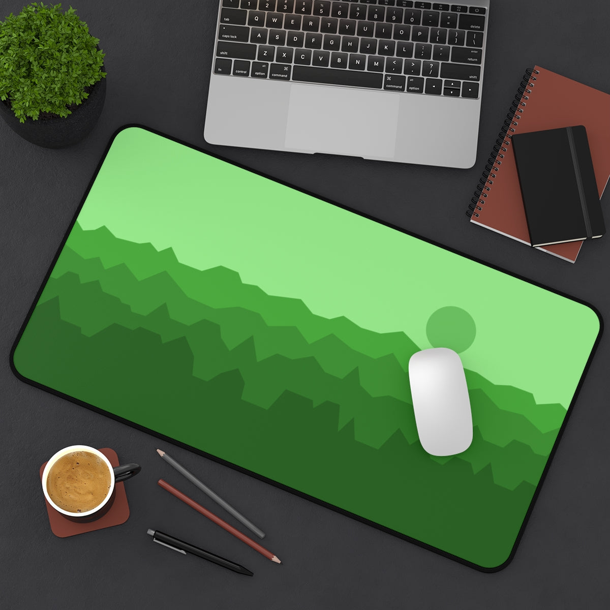 Green Abstract Mountains Desk Mat - Desk Cookies