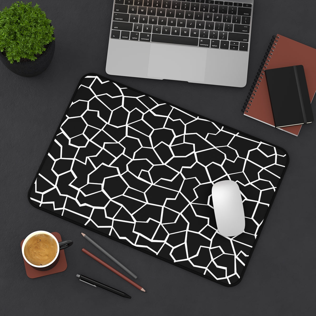 Black & White Giraffe Pattern Desk Mat - Desk Cookies