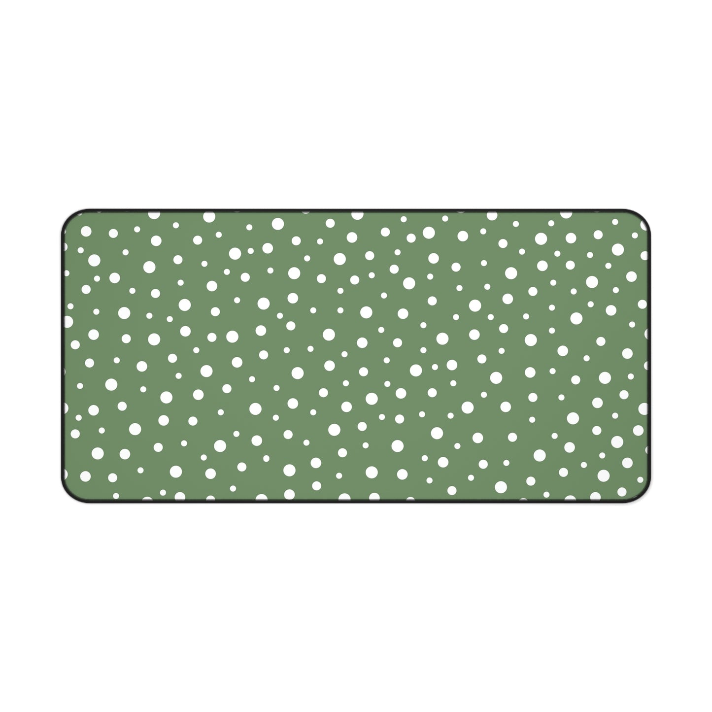 White Dots & Sage Green Desk Mat - Desk Cookies