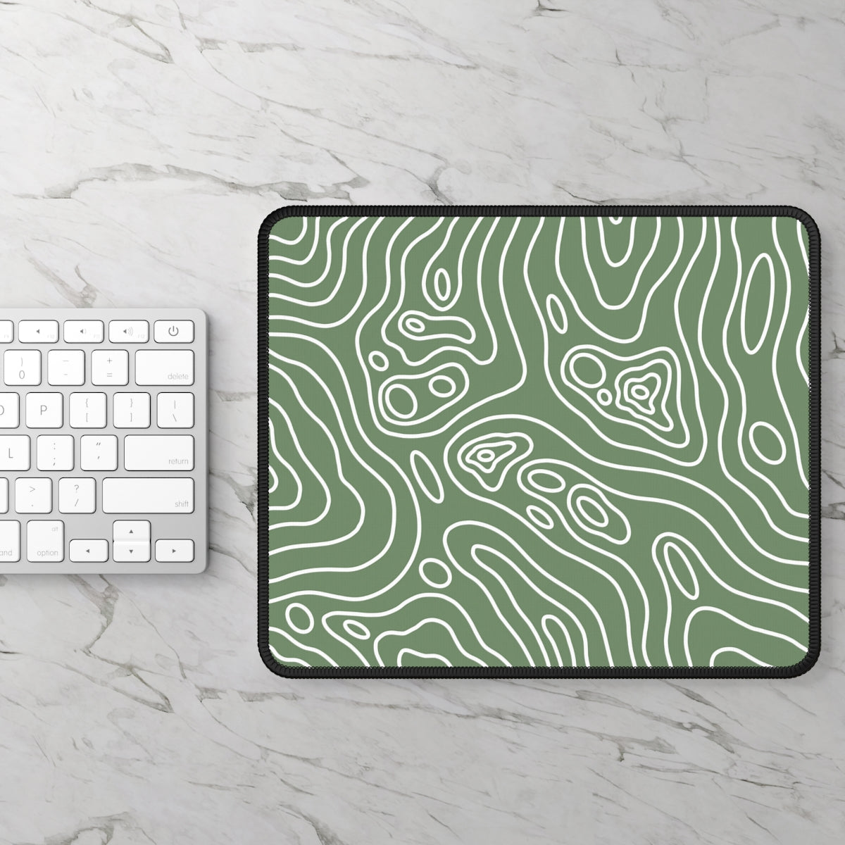 Sage Green Topographic Gaming Mouse Pad - Desk Cookies