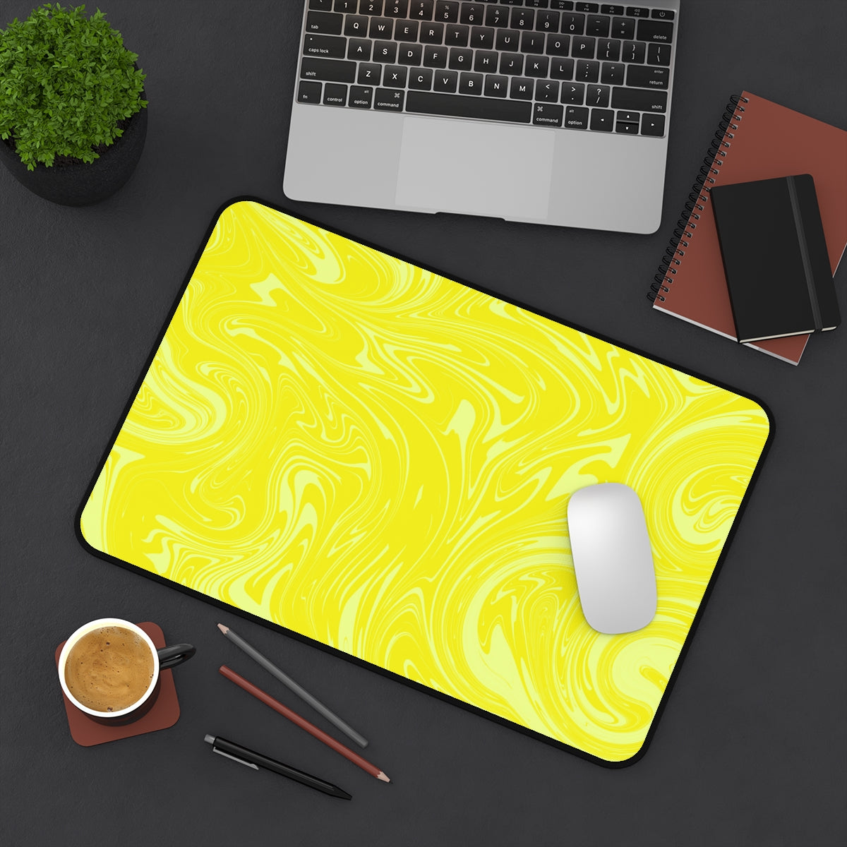 Yellow Swirl Desk Mat - Desk Cookies