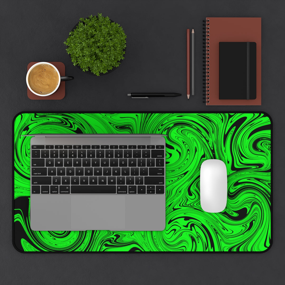 Green & Black Swirl Desk Mat - Desk Cookies