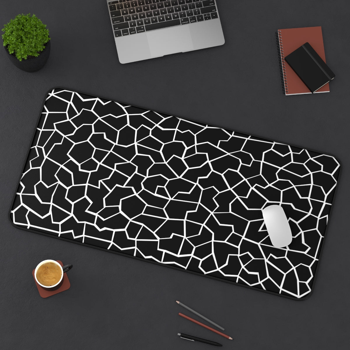 Black & White Giraffe Pattern Desk Mat - Desk Cookies